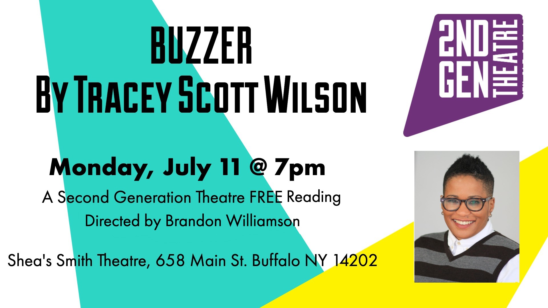 SGT presents BUZZER by Tracey Scott Willson as part of our free reading series at hte Shea's Smith Theatre. Directed by Brandon Williamson