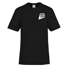 Black tshirt with 2nd Gen Theatre logo in white on L chest.
